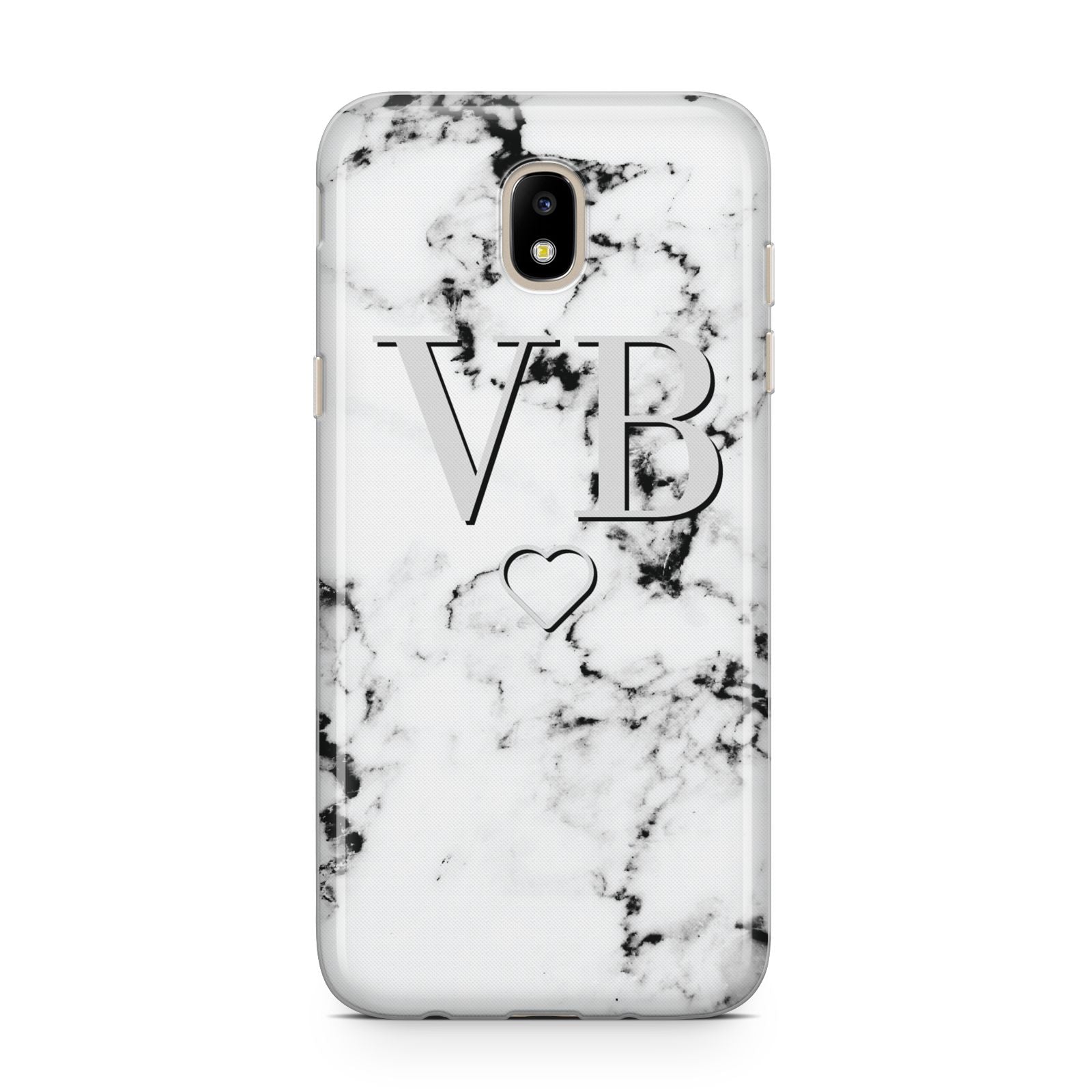 Personalised Initials Outline Heart Marble Samsung J5 2017 Case