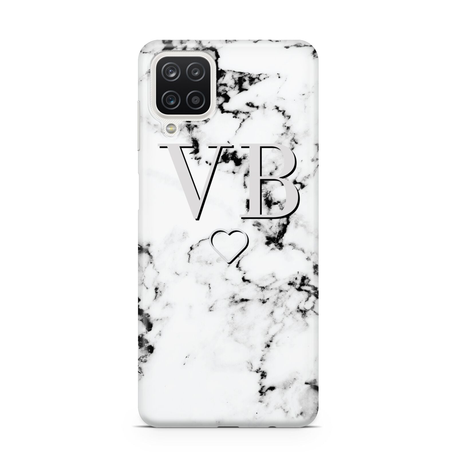 Personalised Initials Outline Heart Marble Samsung M12 Case
