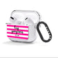 Personalised Initials Pink Striped AirPods Clear Case 3rd Gen Side Image