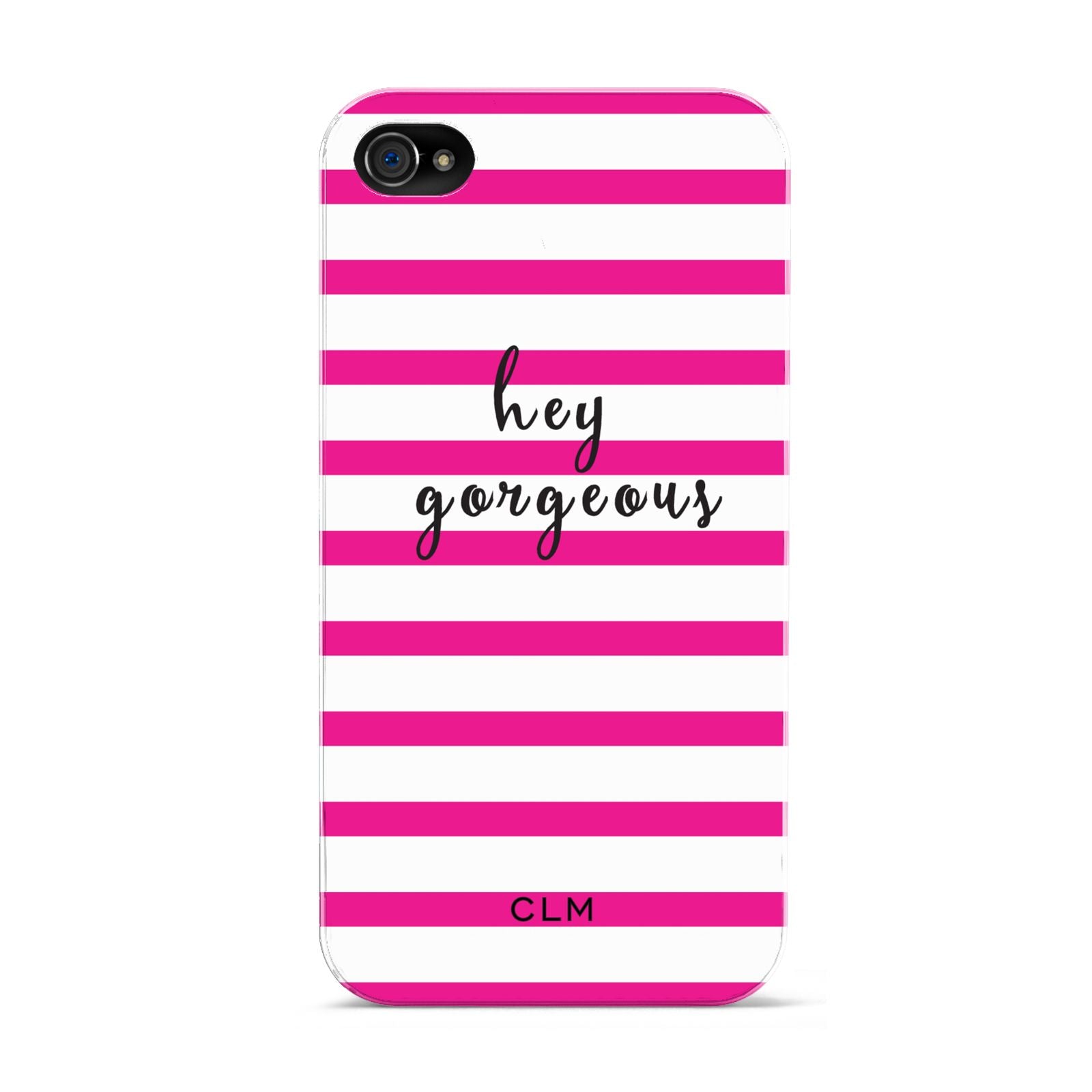 Personalised Initials Pink Striped Apple iPhone 4s Case