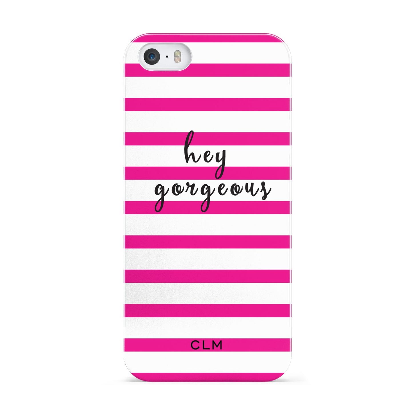 Personalised Initials Pink Striped Apple iPhone 5 Case