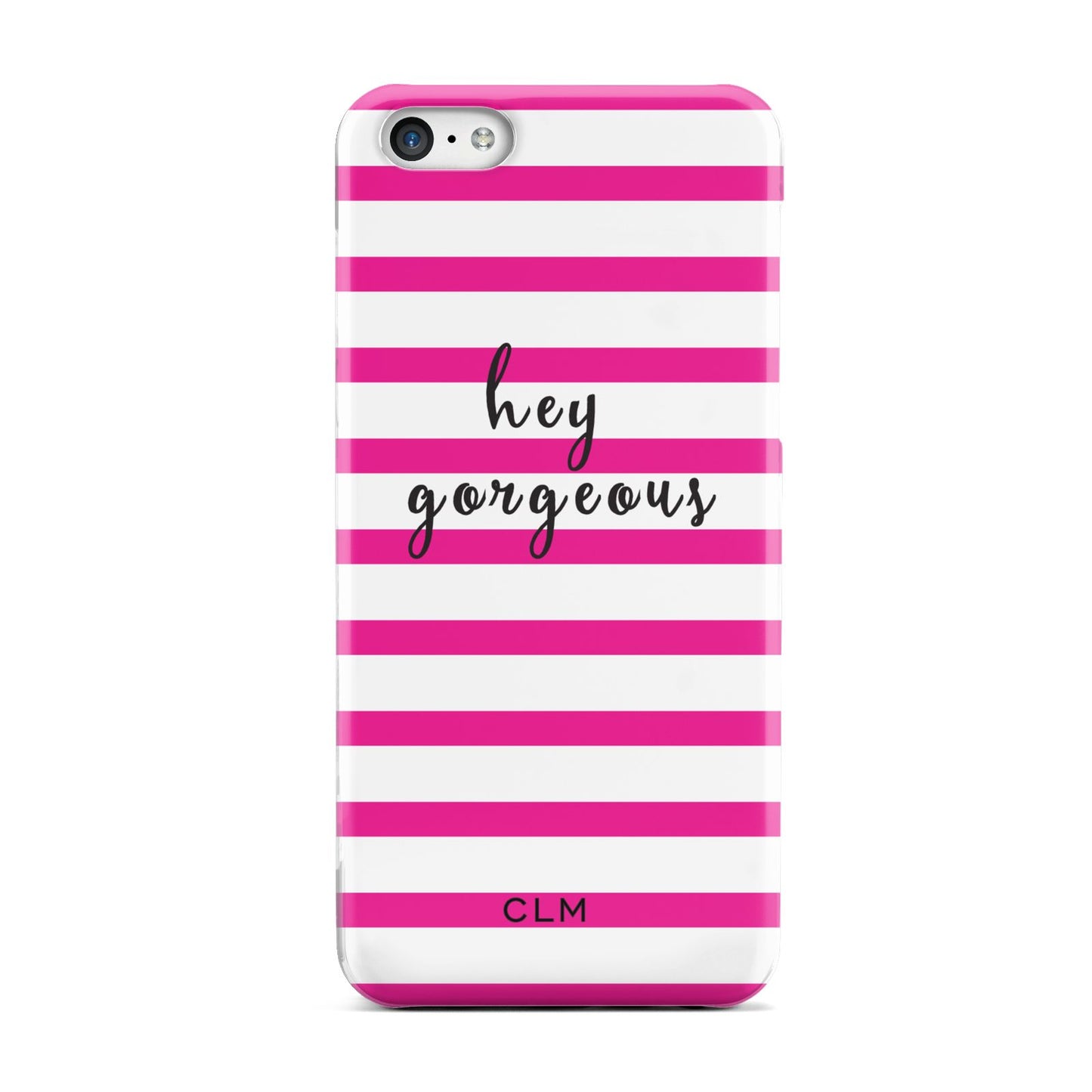 Personalised Initials Pink Striped Apple iPhone 5c Case