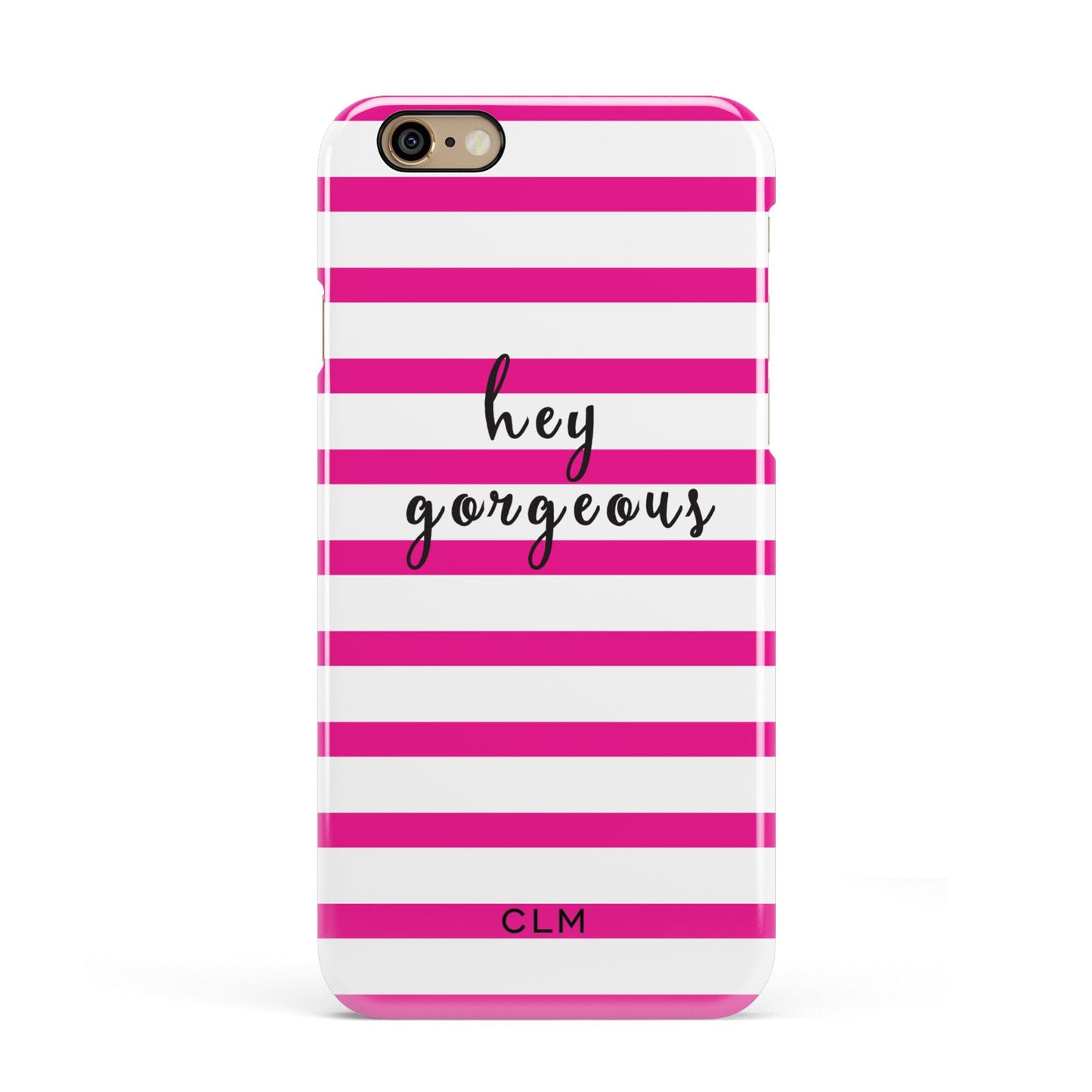 Personalised Initials Pink Striped Apple iPhone 6 3D Snap Case