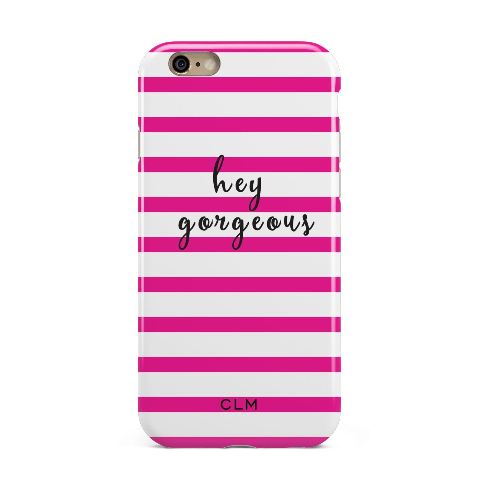 Personalised Initials Pink Striped Apple iPhone 6 3D Tough Case