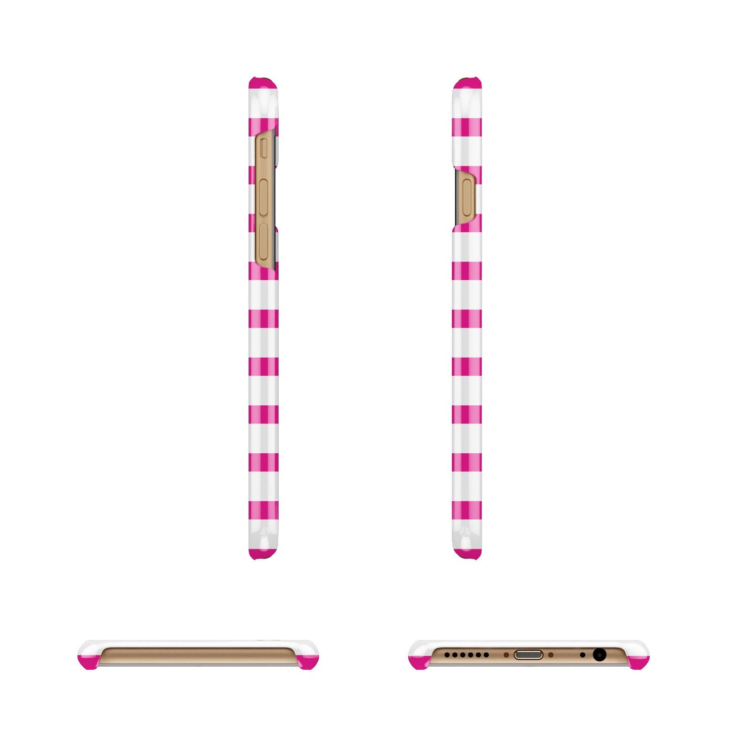 Personalised Initials Pink Striped Apple iPhone 6 3D Wrap Snap Case Angled Images