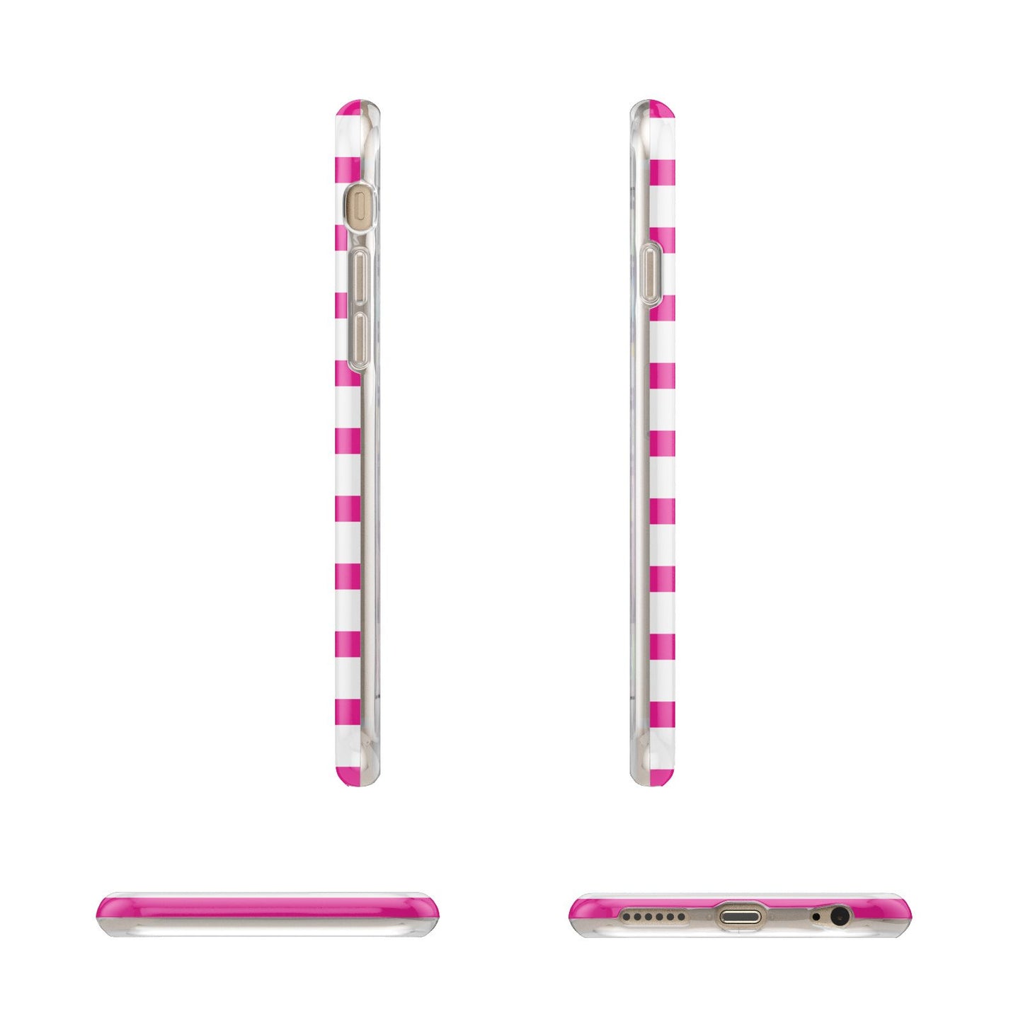 Personalised Initials Pink Striped Apple iPhone 6 3D Wrap Tough Case Alternative Image Angles