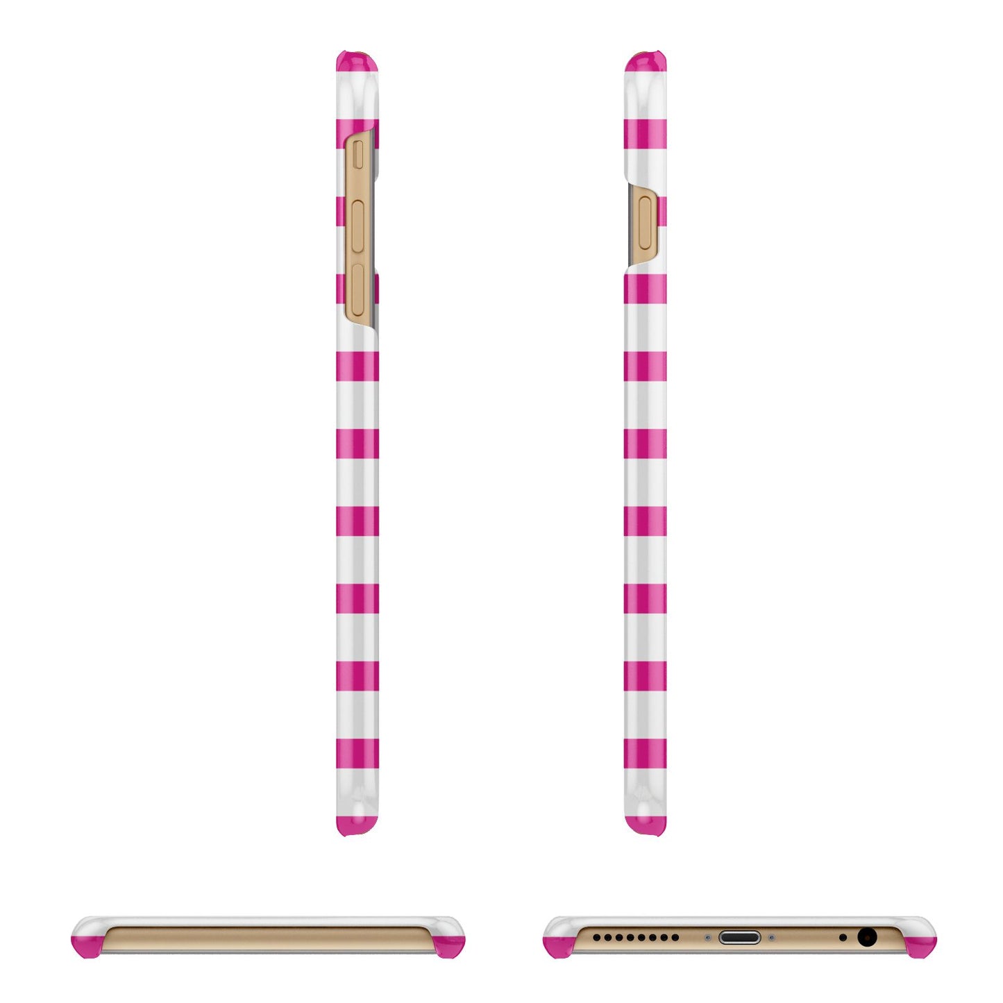 Personalised Initials Pink Striped Apple iPhone 6 Plus 3D Wrap Snap Case Angled Images