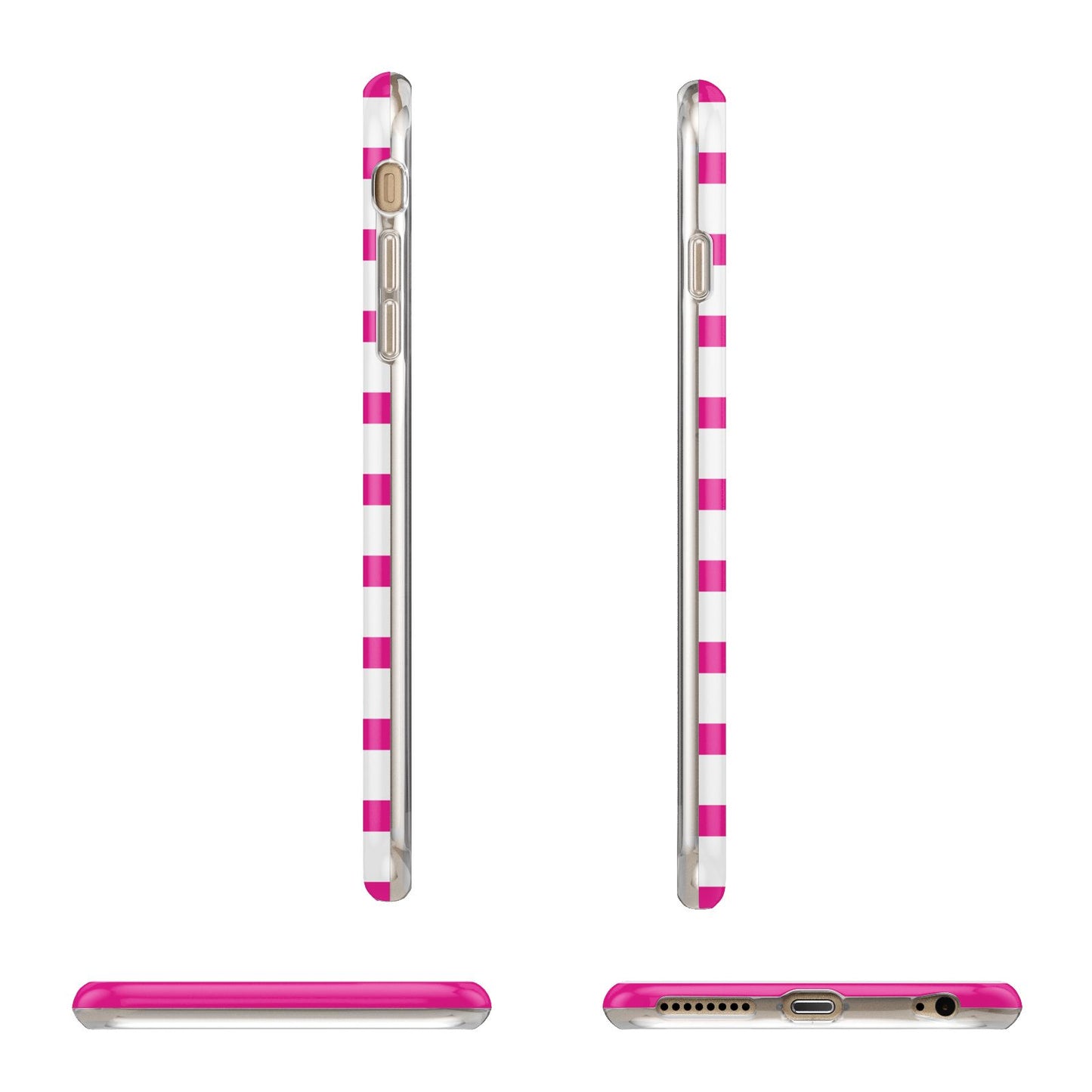 Personalised Initials Pink Striped Apple iPhone 6 Plus 3D Wrap Tough Case Alternative Image Angles