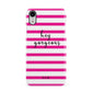 Personalised Initials Pink Striped Apple iPhone XR White 3D Snap Case