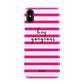 Personalised Initials Pink Striped Apple iPhone XS 3D Snap Case