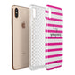 Personalised Initials Pink Striped Apple iPhone Xs Max 3D Tough Case Expanded View