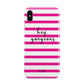 Personalised Initials Pink Striped Apple iPhone Xs Max 3D Tough Case