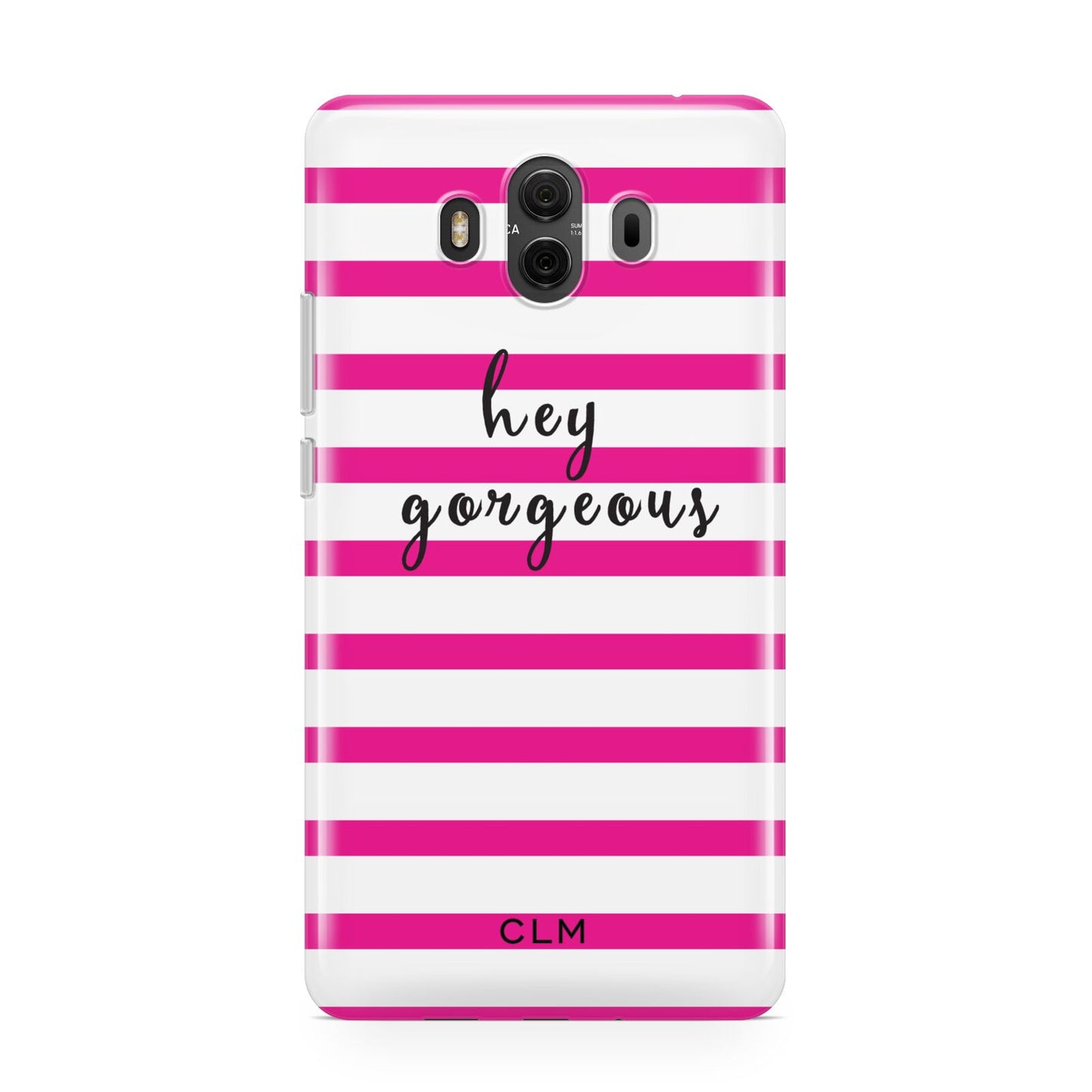Personalised Initials Pink Striped Huawei Mate 10 Protective Phone Case