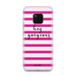 Personalised Initials Pink Striped Huawei Mate 20 Pro Phone Case