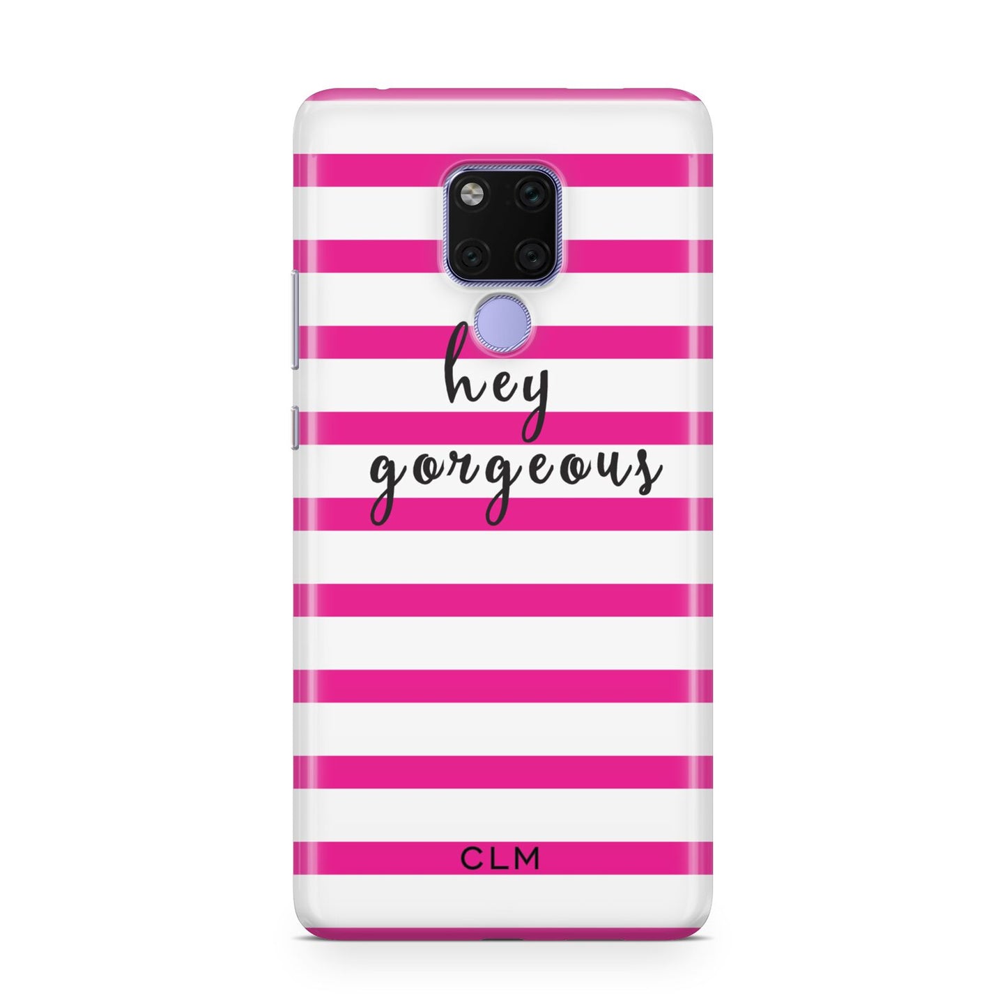 Personalised Initials Pink Striped Huawei Mate 20X Phone Case