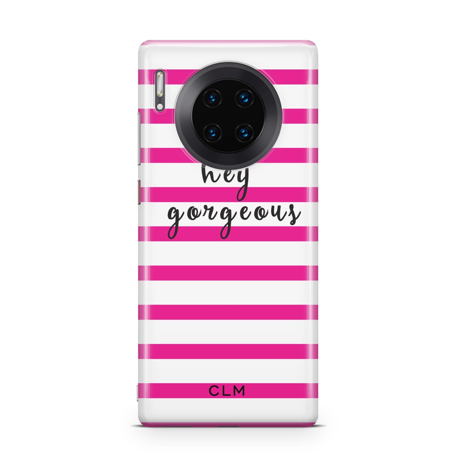 Personalised Initials Pink Striped Huawei Mate 30 Pro Phone Case