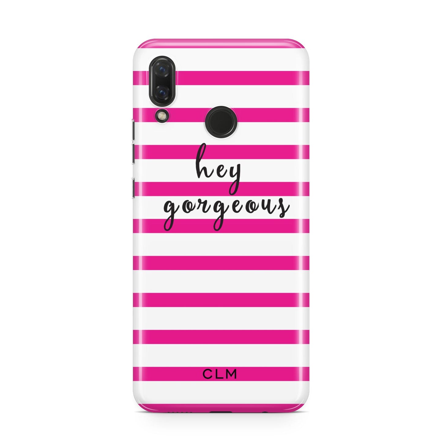 Personalised Initials Pink Striped Huawei Nova 3 Phone Case