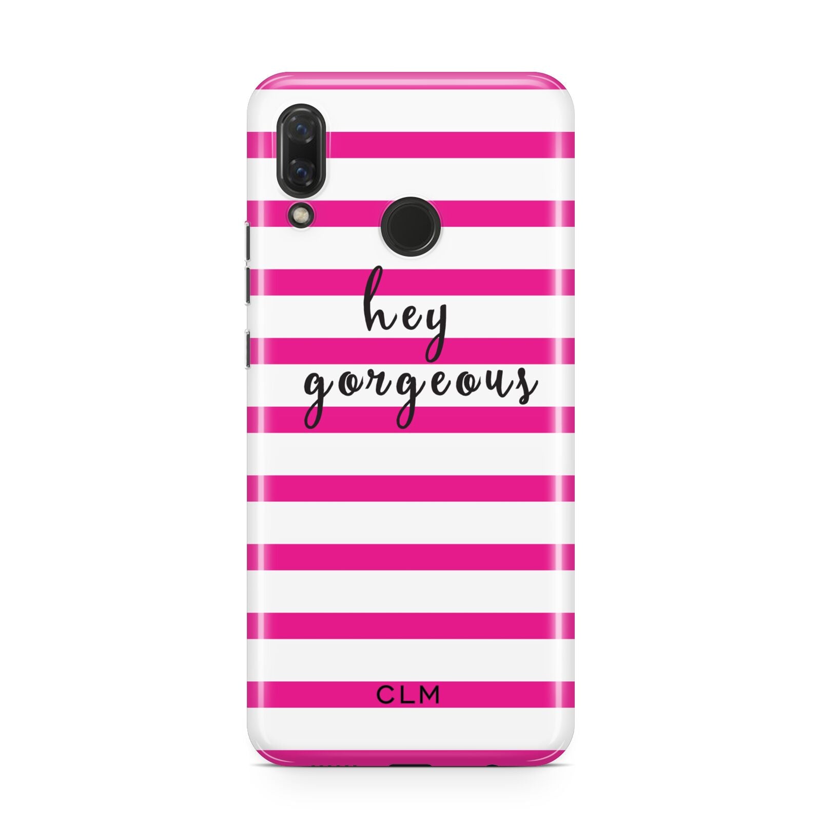 Personalised Initials Pink Striped Huawei Nova 3 Phone Case