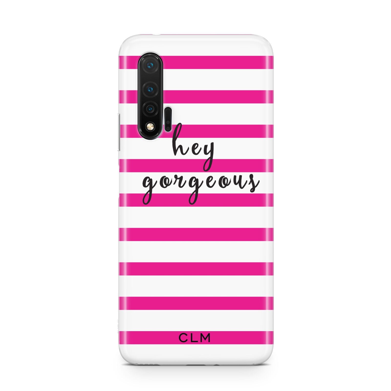 Personalised Initials Pink Striped Huawei Nova 6 Phone Case