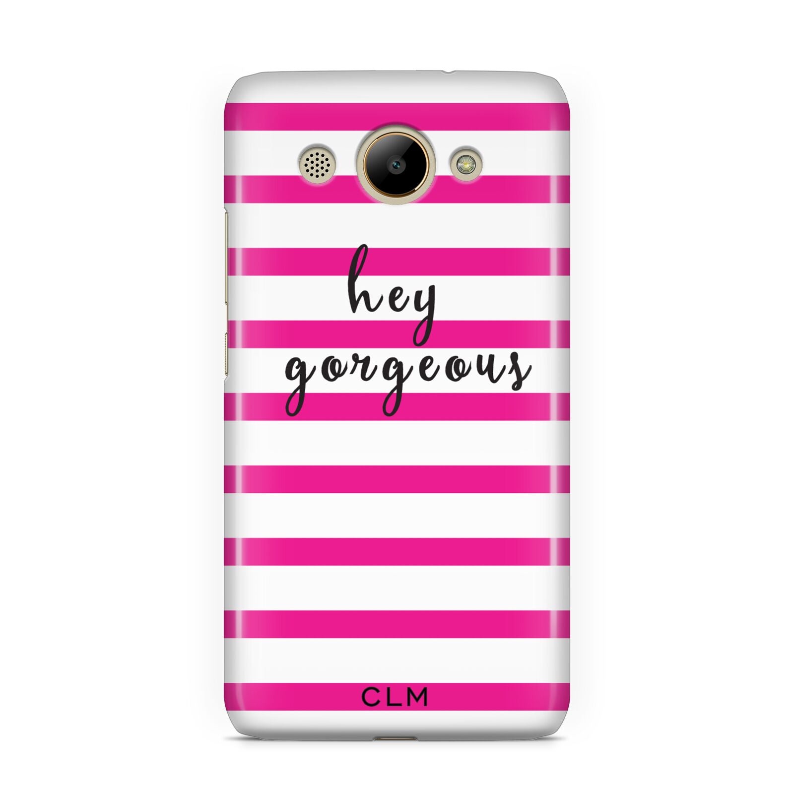 Personalised Initials Pink Striped Huawei Y3 2017