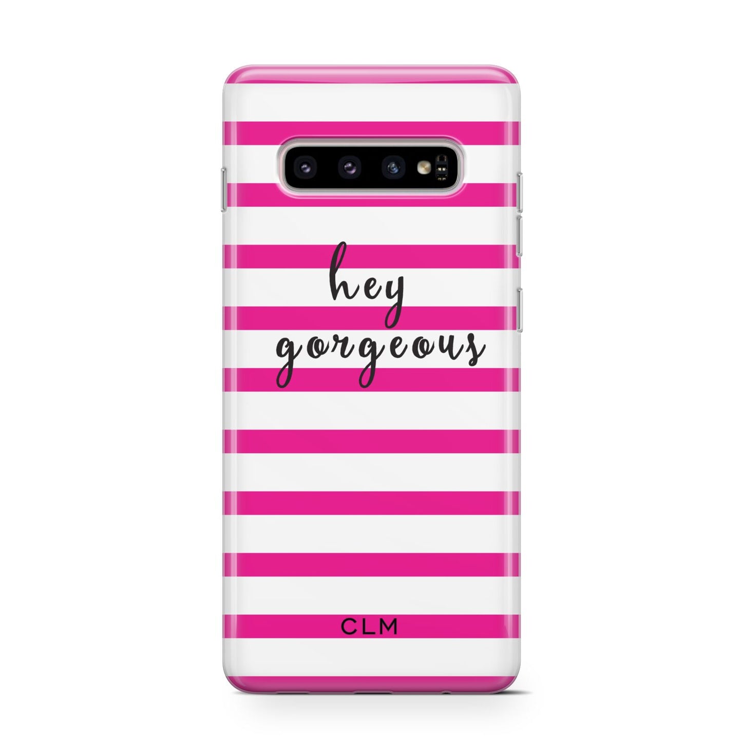 Personalised Initials Pink Striped Protective Samsung Galaxy Case