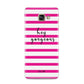 Personalised Initials Pink Striped Samsung Galaxy A3 2016 Case on gold phone
