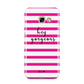 Personalised Initials Pink Striped Samsung Galaxy A3 2017 Case on gold phone