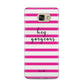 Personalised Initials Pink Striped Samsung Galaxy A5 2016 Case on gold phone