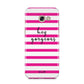 Personalised Initials Pink Striped Samsung Galaxy A5 2017 Case on gold phone