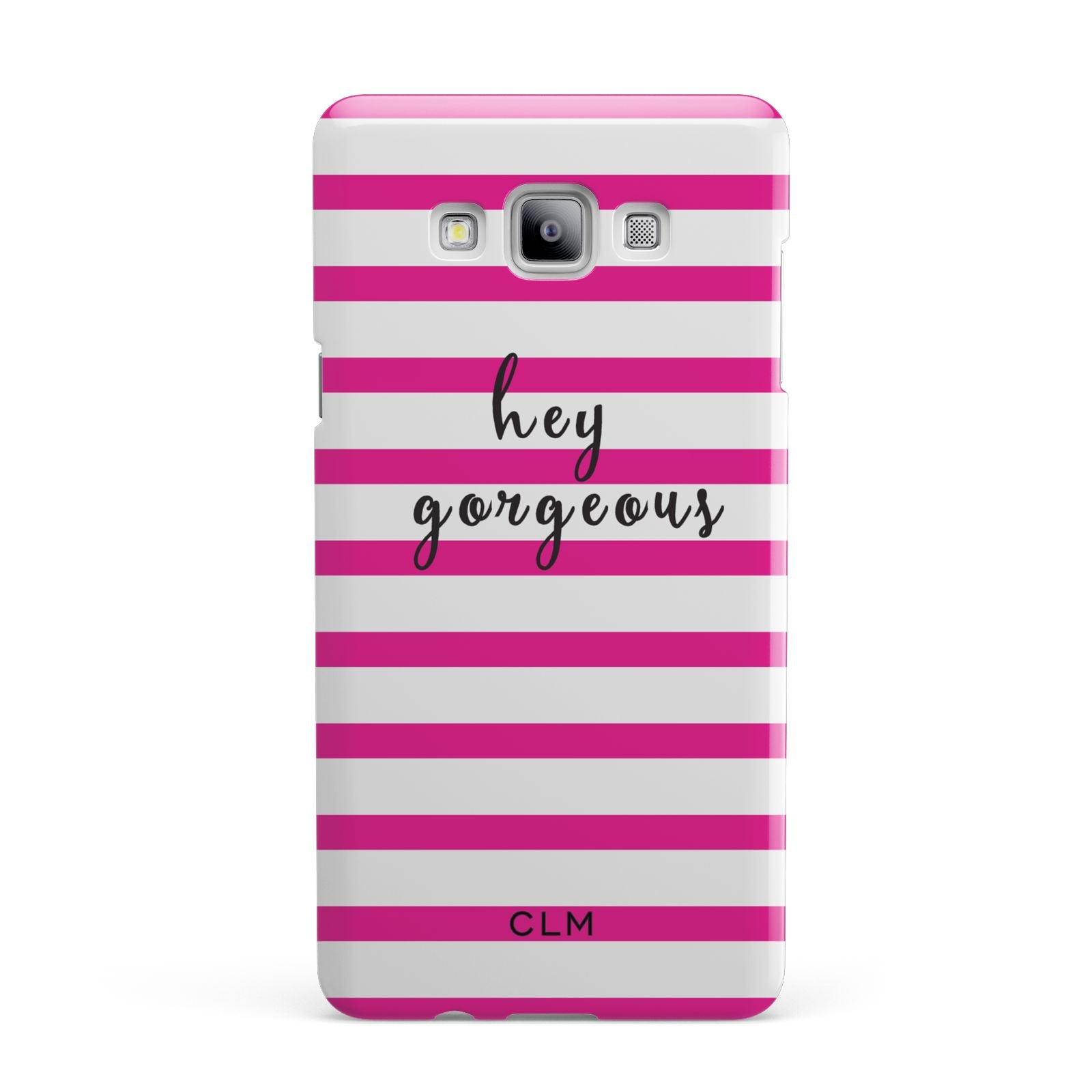 Personalised Initials Pink Striped Samsung Galaxy A7 2015 Case