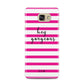 Personalised Initials Pink Striped Samsung Galaxy A7 2016 Case on gold phone