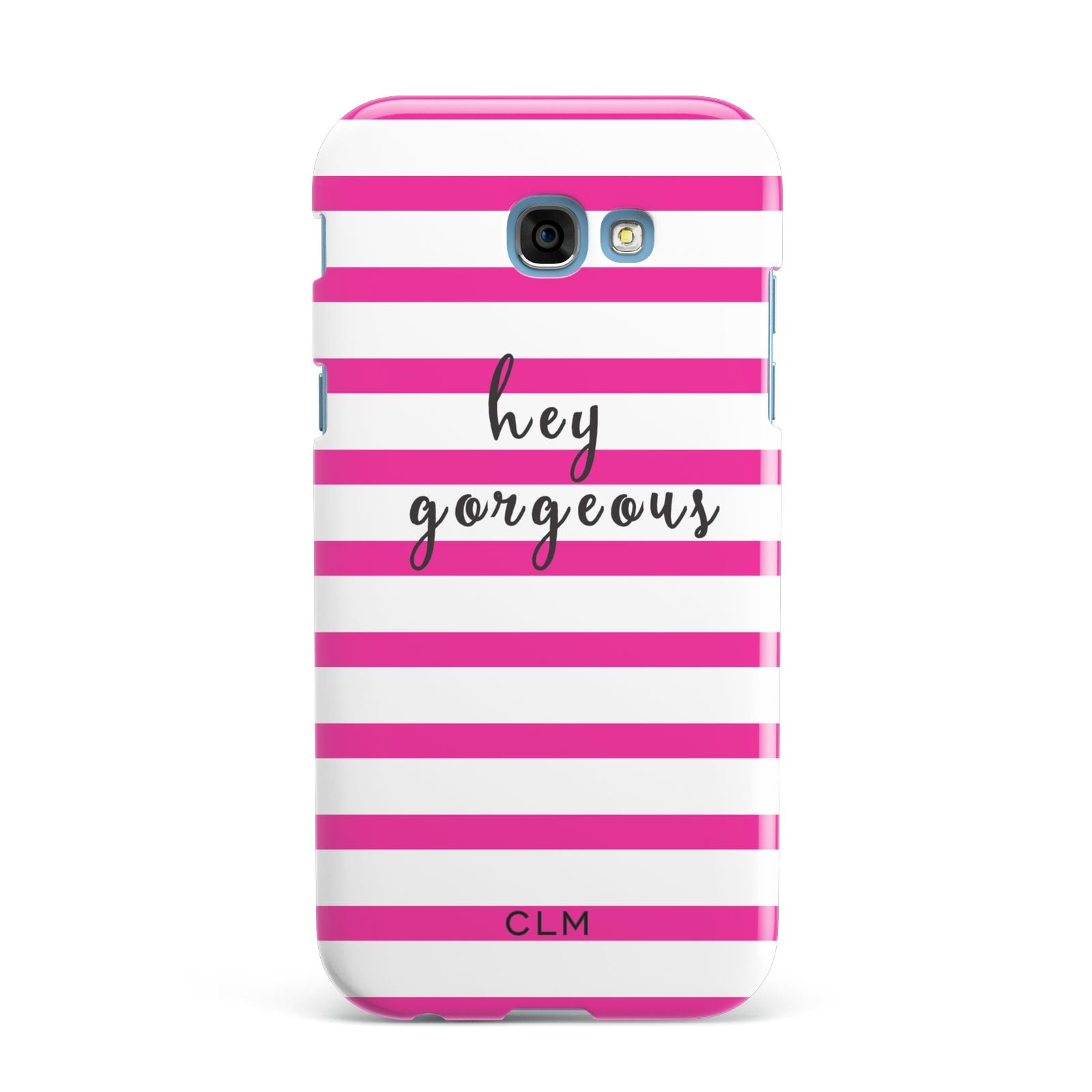 Personalised Initials Pink Striped Samsung Galaxy A7 2017 Case