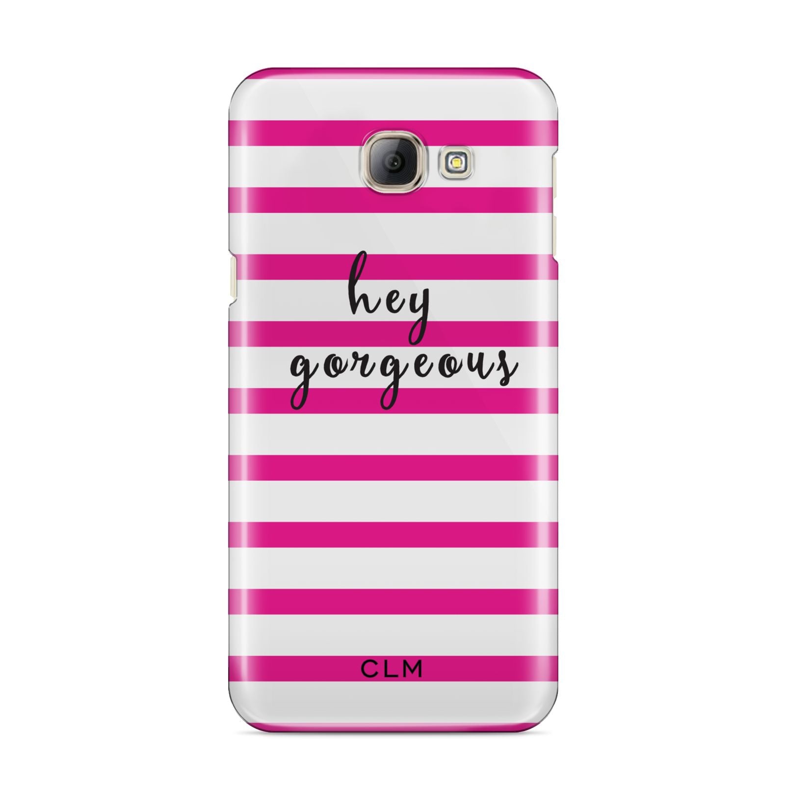 Personalised Initials Pink Striped Samsung Galaxy A8 2016 Case