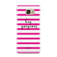 Personalised Initials Pink Striped Samsung Galaxy A9 2016 Case on gold phone