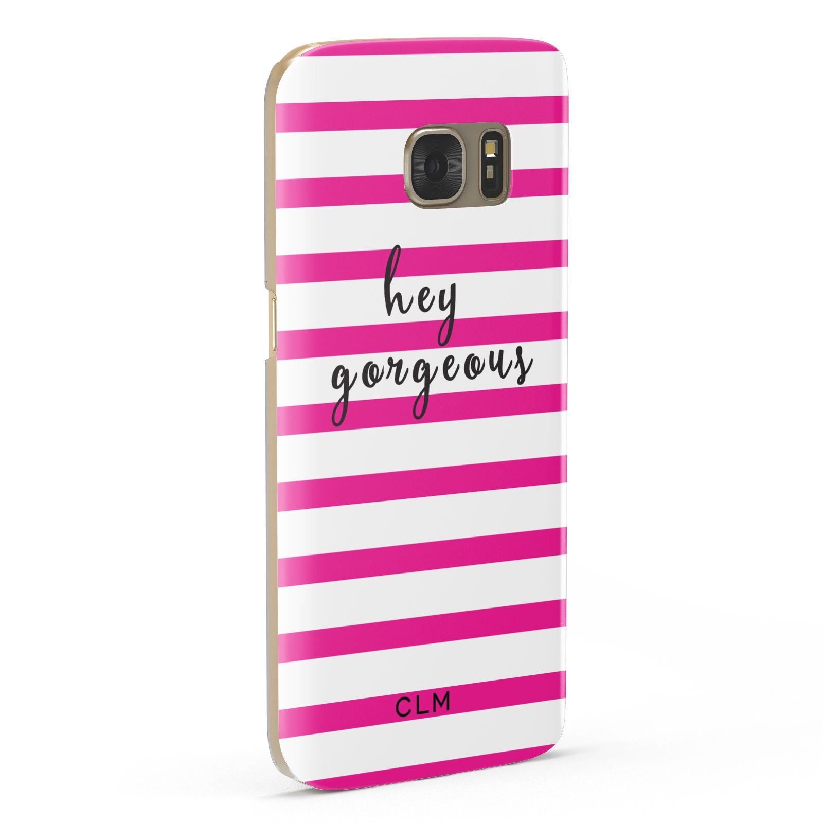 Personalised Initials Pink Striped Samsung Galaxy Case Fourty Five Degrees