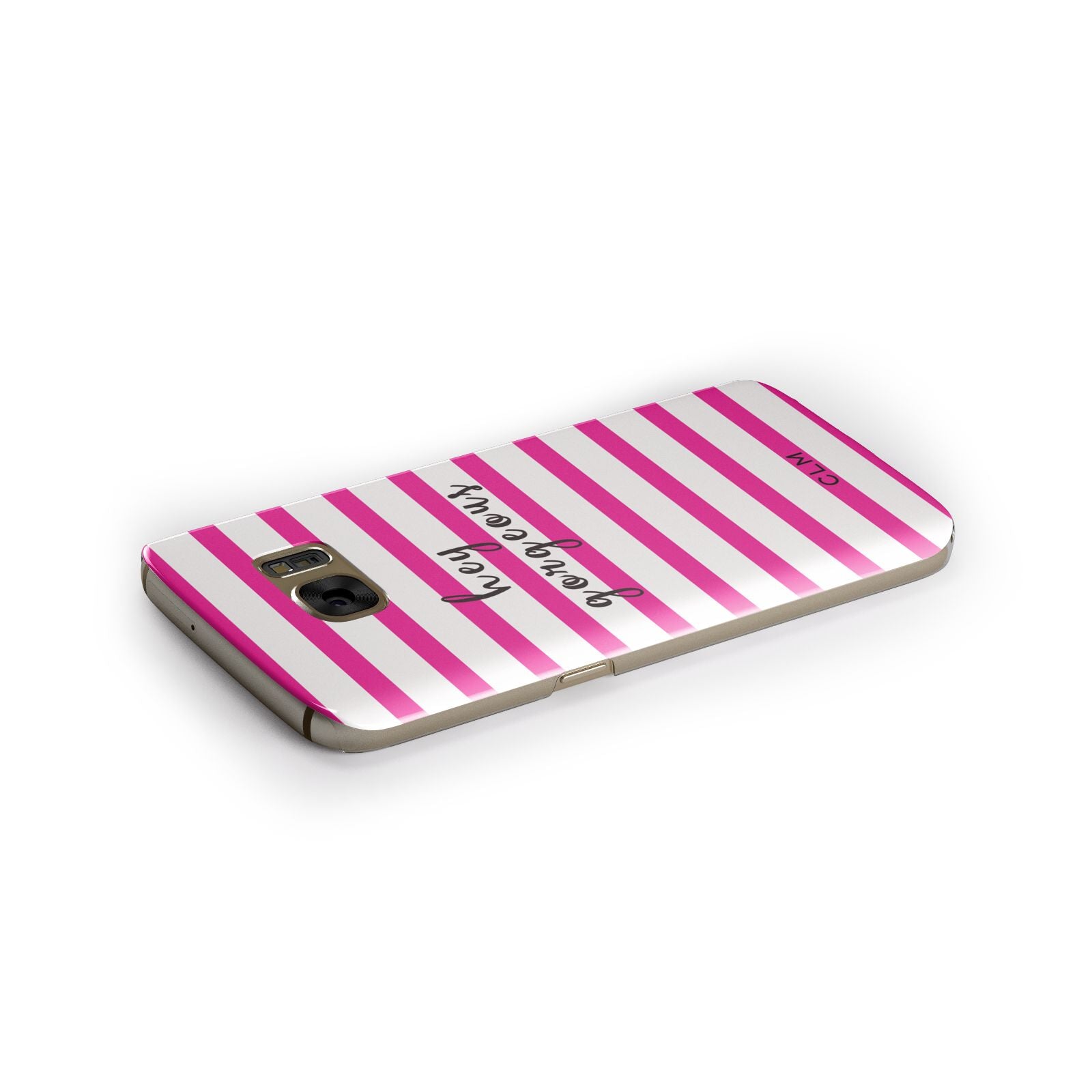 Personalised Initials Pink Striped Samsung Galaxy Case Side Close Up