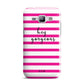 Personalised Initials Pink Striped Samsung Galaxy J1 2015 Case