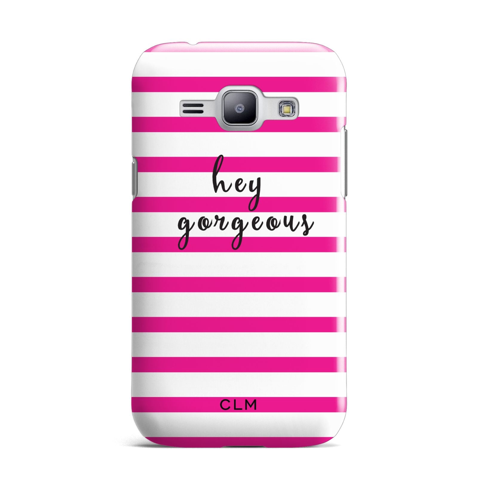 Personalised Initials Pink Striped Samsung Galaxy J1 2015 Case