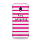 Personalised Initials Pink Striped Samsung Galaxy J3 2017 Case