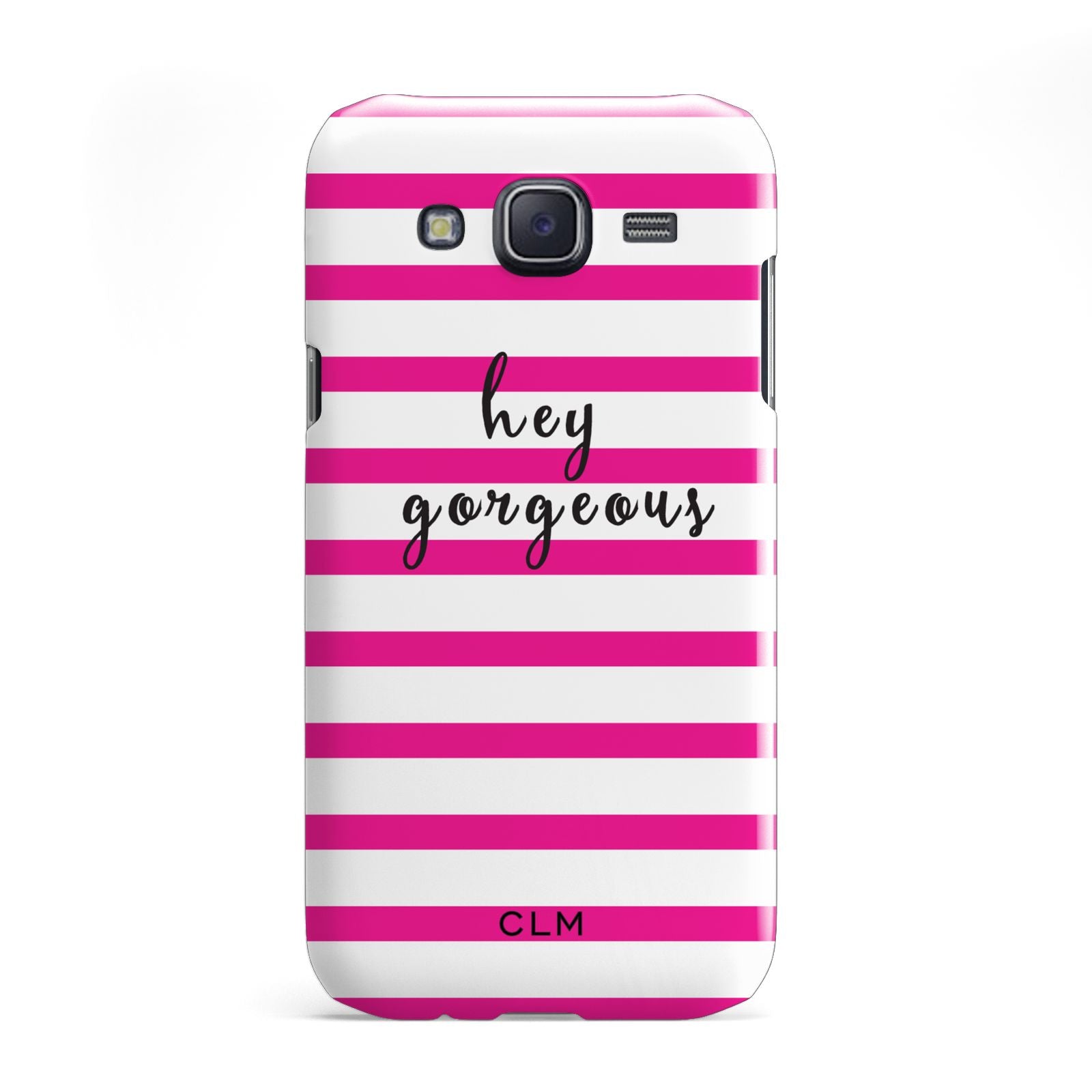 Personalised Initials Pink Striped Samsung Galaxy J5 Case