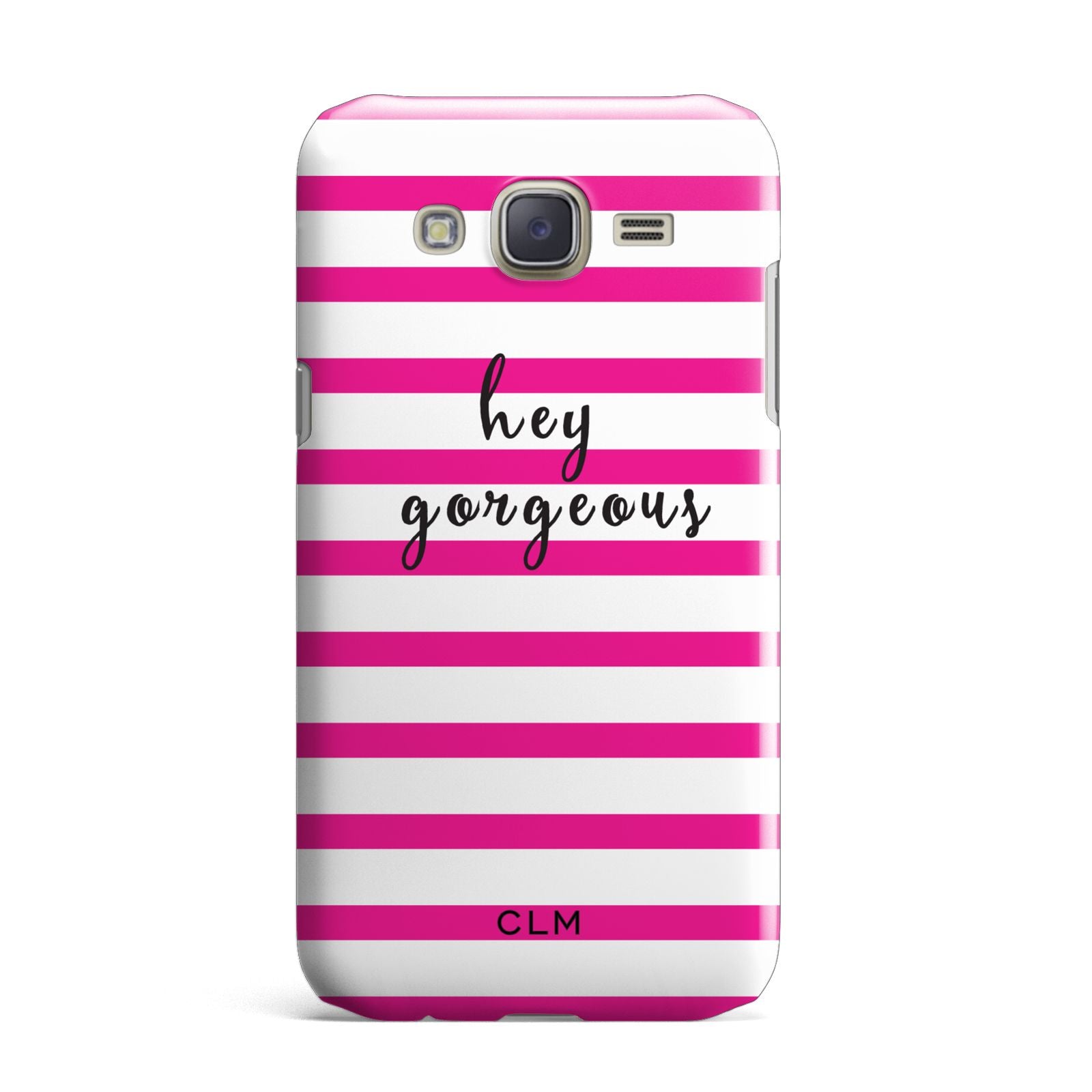 Personalised Initials Pink Striped Samsung Galaxy J7 Case