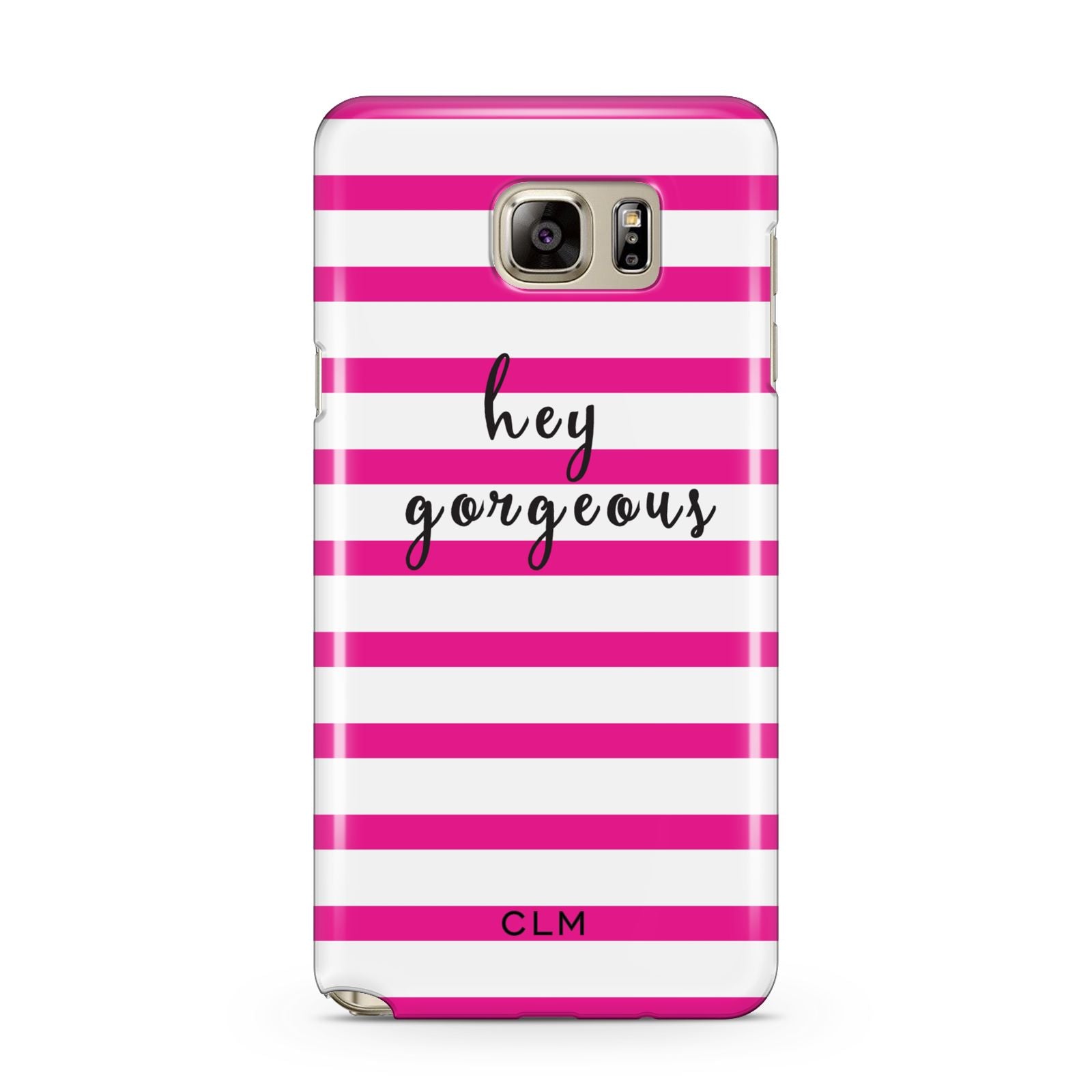 Personalised Initials Pink Striped Samsung Galaxy Note 5 Case