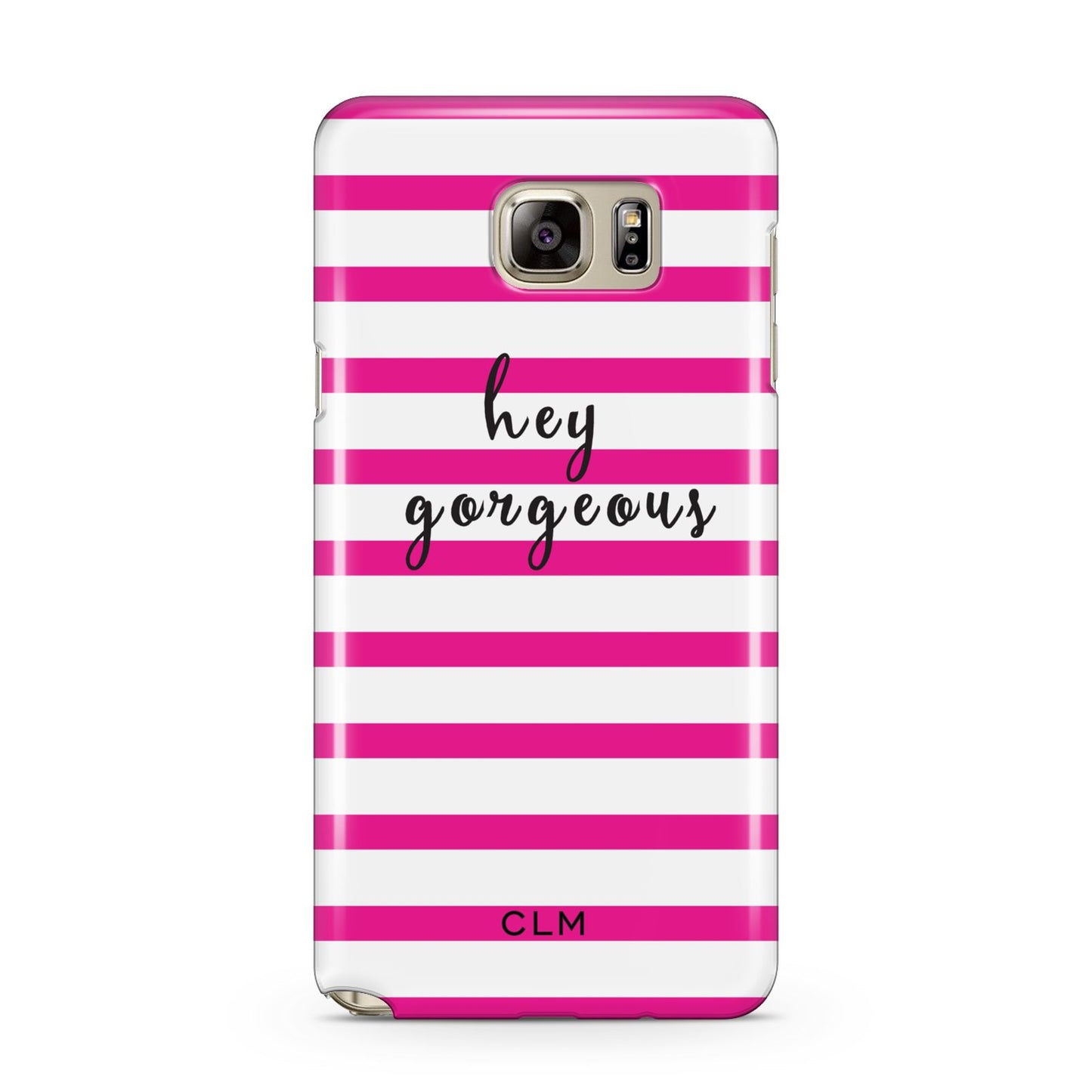 Personalised Initials Pink Striped Samsung Galaxy Note 5 Case