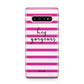 Personalised Initials Pink Striped Samsung Galaxy S10 Plus Case