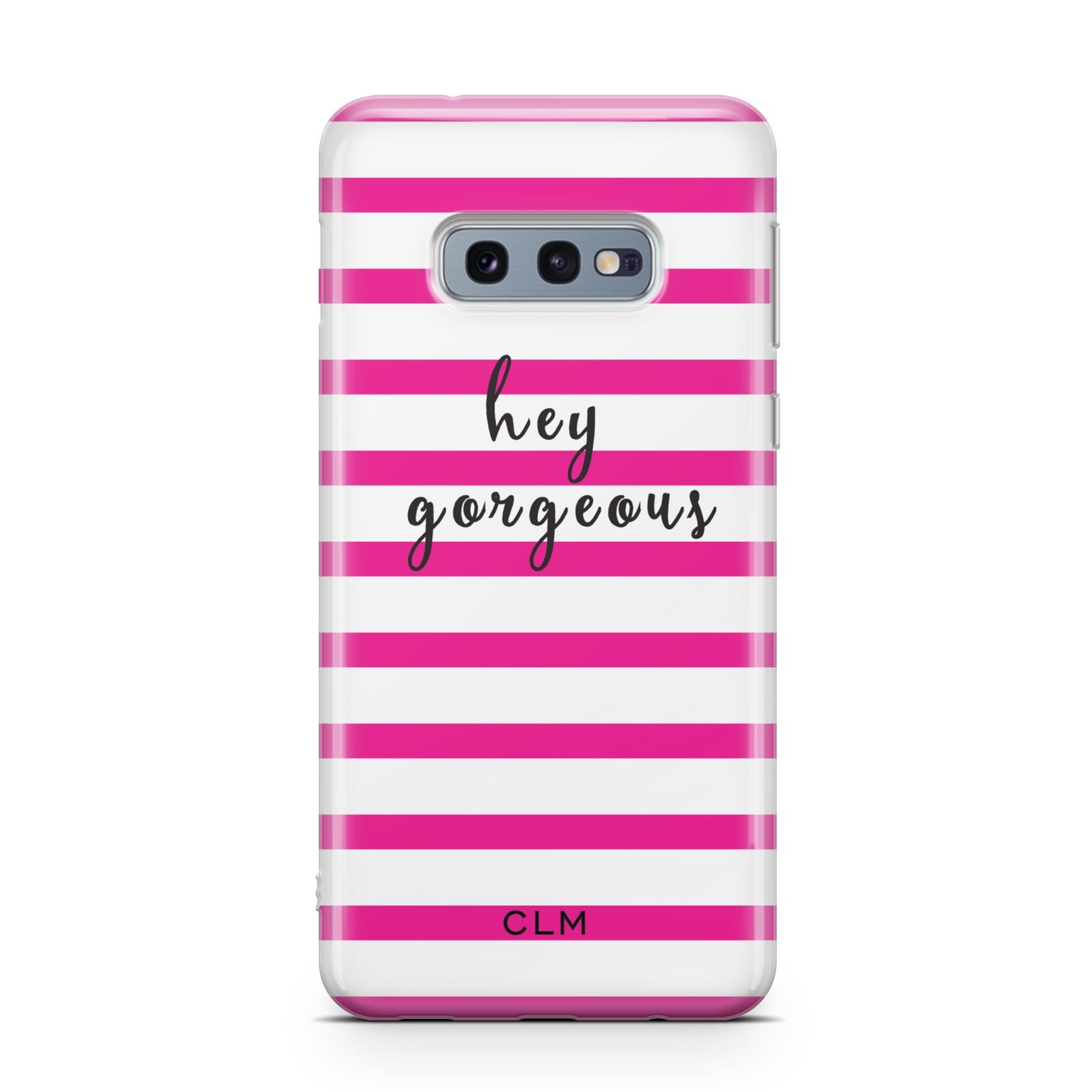 Personalised Initials Pink Striped Samsung Galaxy S10E Case