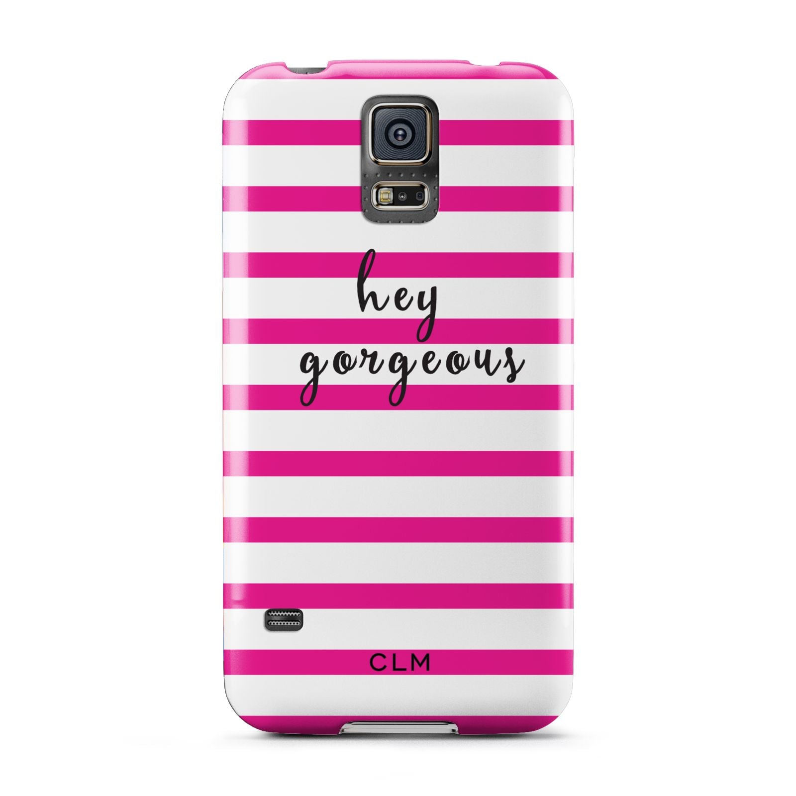 Personalised Initials Pink Striped Samsung Galaxy S5 Case