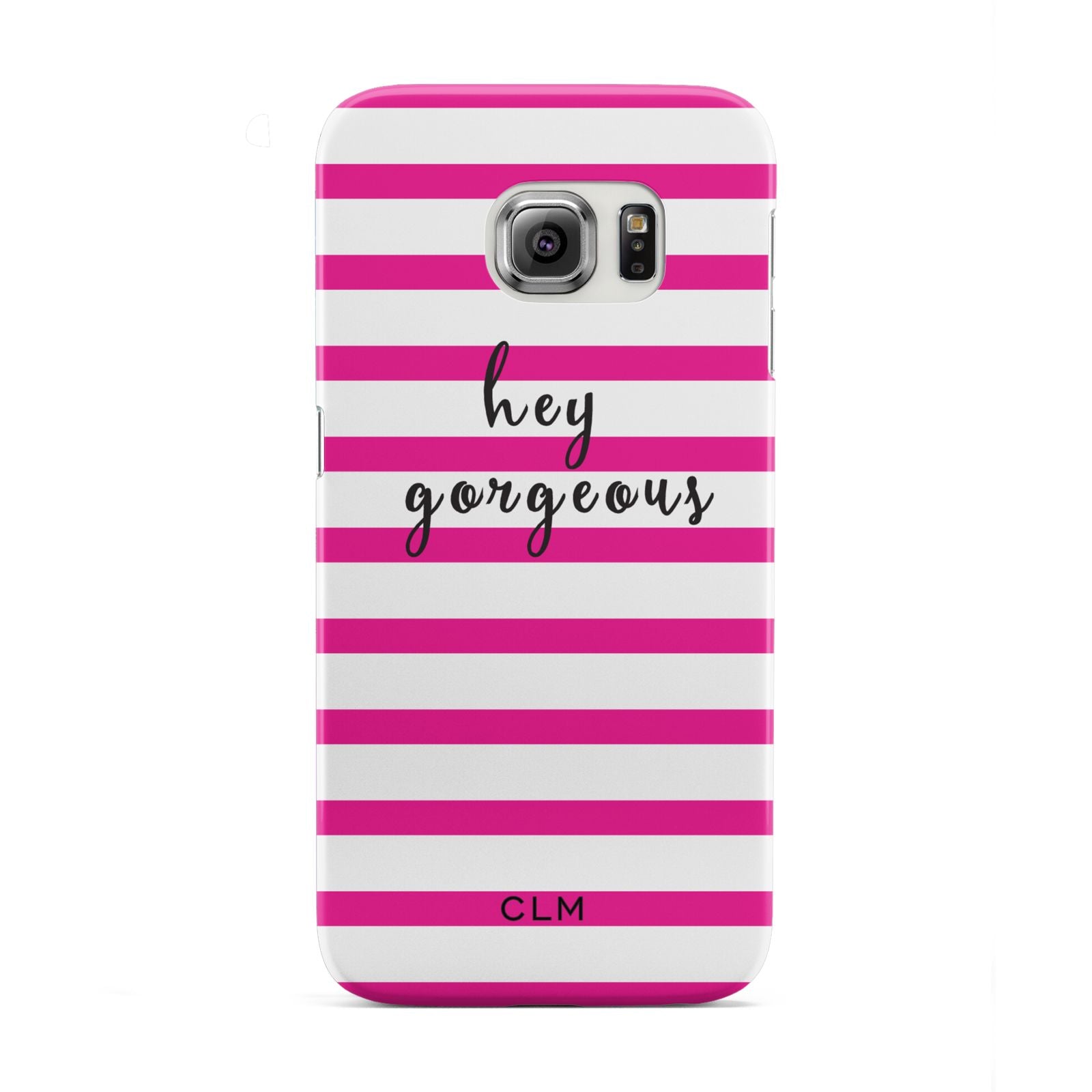 Personalised Initials Pink Striped Samsung Galaxy S6 Edge Case