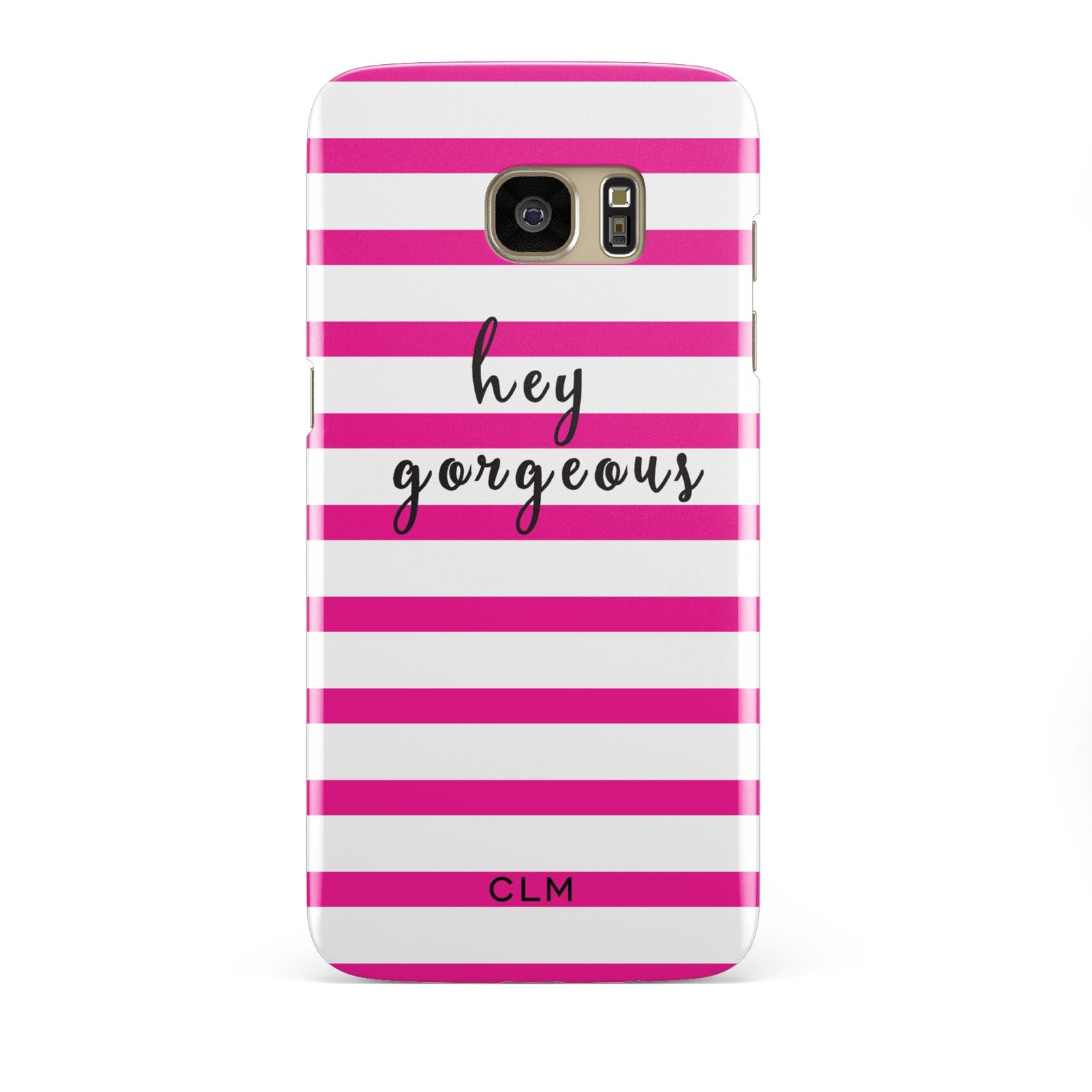 Personalised Initials Pink Striped Samsung Galaxy S7 Edge Case