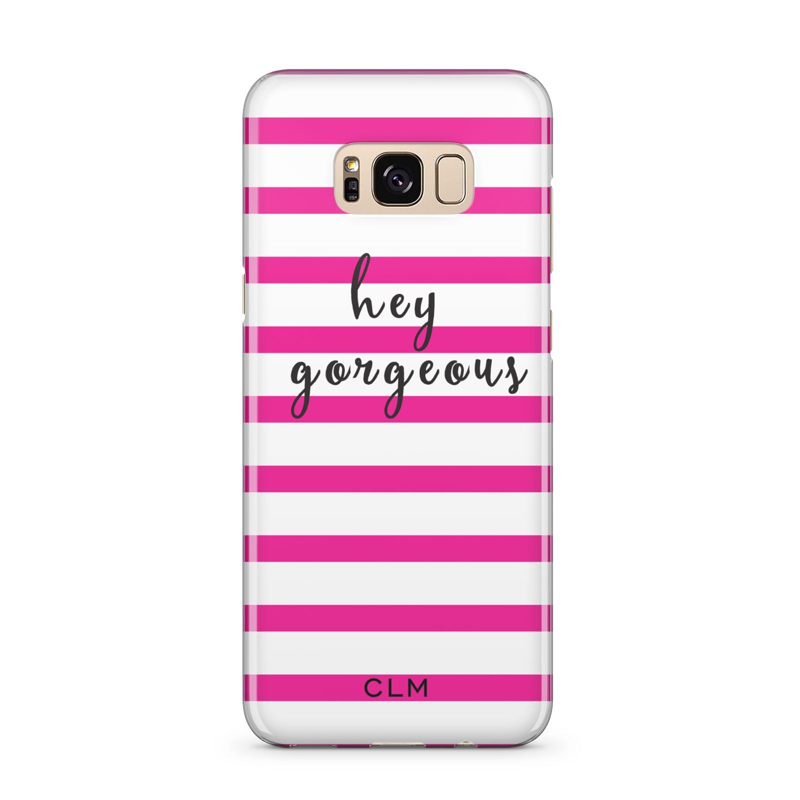 Personalised Initials Pink Striped Samsung Galaxy S8 Plus Case