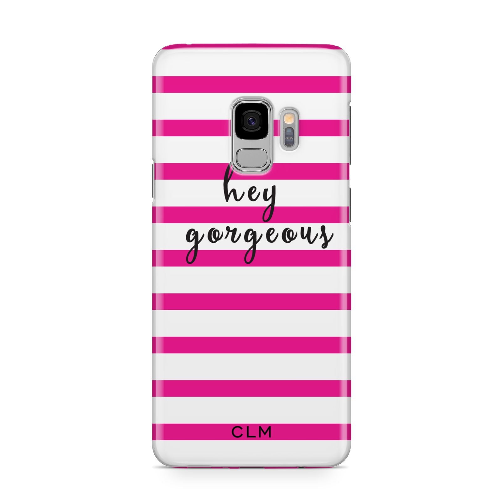 Personalised Initials Pink Striped Samsung Galaxy S9 Case